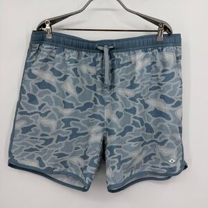 BURLEBO Men’s Swim Trunks size XXL 2XL Blue Camo with Liner
